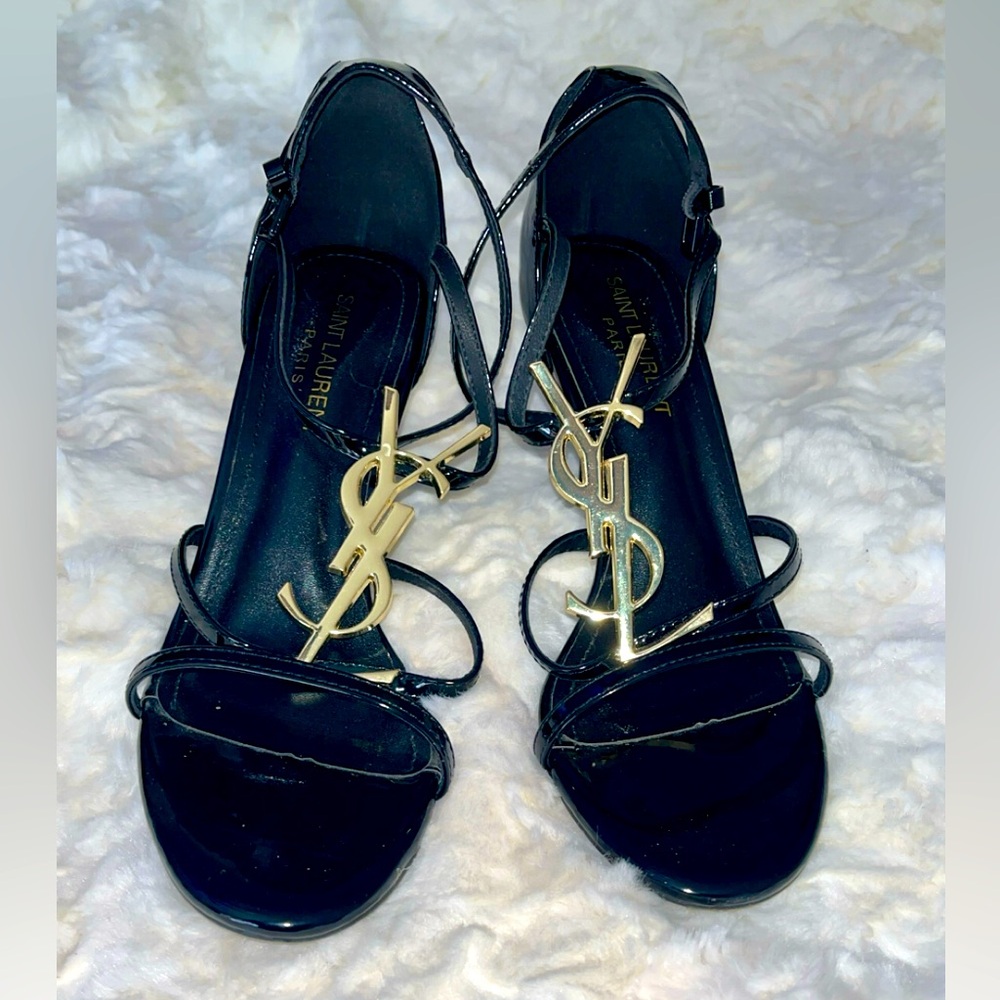 Saint Laurent Black Suede Strappy Heels